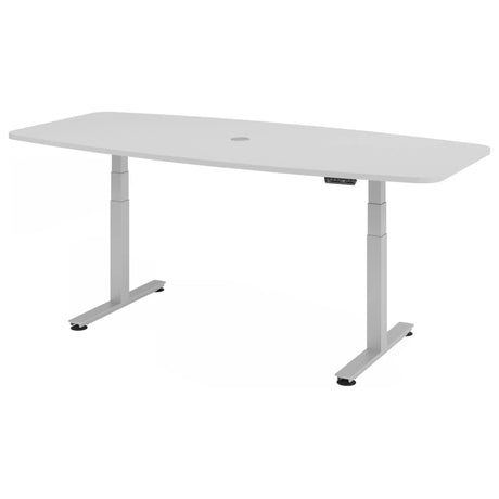 Bureau à réglage électrique de la hauteur XDSM 22 S en gris avec passe-câbles de hjh OFFICE PRO