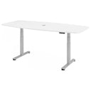 Bureau à hauteur réglable électriquement XDSM 22 S en blanc avec passe-câbles de hjh OFFICE PRO
