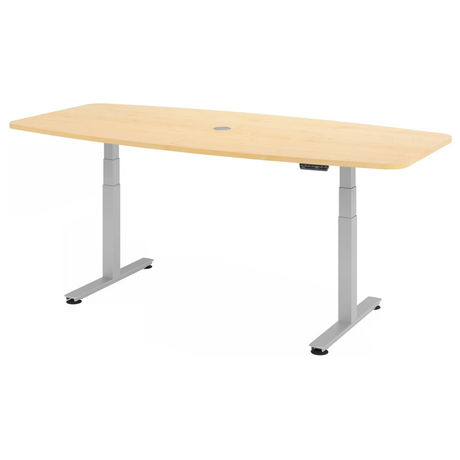Bureau à hauteur réglable électriquement XDSM 22 S en érable avec structure argentée de hjh OFFICE PRO