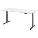 Bureau à hauteur réglable électriquement XDSM 2E G avec plateau blanc et structure grise de hjh OFFICE PRO