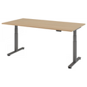 Bureau à hauteur réglable électriquement XDSM 2E G effet chêne avec structure grise de hjh OFFICE PRO