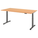 Bureau à hauteur réglable électriquement XDSM 2E G en hêtre avec pieds gris de hjh OFFICE PRO