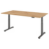 Bureau à hauteur réglable électriquement XDSM 2E G en chêne rustique avec structure grise de hjh OFFICE PRO
