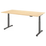 Bureau à hauteur réglable électriquement XDSM 2E G en érable avec structure grise de hjh OFFICE PRO