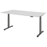Bureau à réglage électrique de la hauteur XDSM 2E G en gris avec plateau blanc de hjh OFFICE PRO
