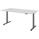 Bureau à réglage électrique de la hauteur XDSM 2E G en gris avec plateau blanc de hjh OFFICE PRO