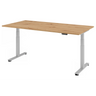Bureau à hauteur réglable électriquement XDSM 2E S en chêne rustique avec structure blanche de hjh OFFICE PRO