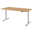 Bureau à hauteur réglable électriquement XDSM 2E S en chêne rustique avec structure blanche de hjh OFFICE PRO