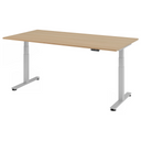 Bureau à hauteur réglable électriquement XDSM 2E S aspect chêne avec structure blanche de hjh OFFICE PRO