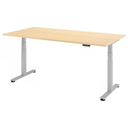 Bureau réglable en hauteur électriquement XDSM 2E S aspect érable avec structure argentée de hjh OFFICE PRO