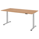 Bureau à hauteur réglable électriquement XDSM 2E S en noyer avec structure blanche de hjh OFFICE PRO