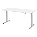 Bureau à hauteur réglable électriquement XDSM 2E S en blanc avec panneau de commande numérique de hjh OFFICE PRO