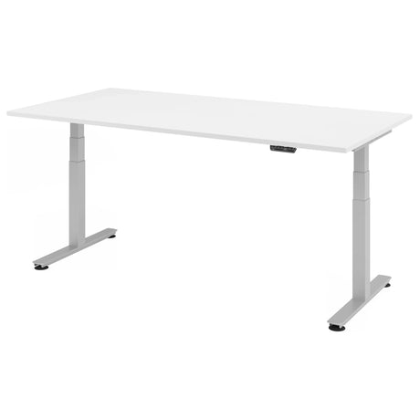 Bureau à hauteur réglable électriquement XDSM 2E S en blanc avec panneau de commande numérique de hjh OFFICE PRO