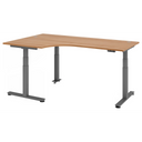 Bureau à hauteur réglable électriquement XDSM 82 G aspect noyer avec plateau en L de hjh OFFICE PRO