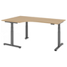 Bureau à hauteur réglable électriquement XDSM 82 G aspect chêne avec plateau en L de hjh OFFICE PRO