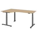 Bureau à hauteur réglable électriquement XDSM 82 G aspect chêne avec plateau en L de hjh OFFICE PRO