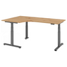 Bureau à hauteur réglable électriquement XDSM 82 G en chêne rustique avec structure grise de hjh OFFICE PRO