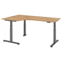 Bureau à hauteur réglable électriquement XDSM 82 G en chêne rustique avec structure grise de hjh OFFICE PRO