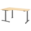 Bureau à hauteur réglable électriquement XDSM 82 G en érable avec plateau en L de hjh OFFICE PRO