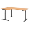 Bureau à hauteur réglable électriquement XDSM 82 G en hêtre avec pieds gris de hjh OFFICE PRO