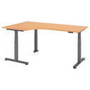 Bureau à hauteur réglable électriquement XDSM 82 G en hêtre avec pieds gris de hjh OFFICE PRO