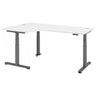 Bureau à hauteur réglable électriquement XDSM 82 G en blanc avec plateau en L de hjh OFFICE PRO