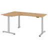 Bureau à hauteur réglable électriquement XDSM 82 S en chêne rustique avec plateau en L de hjh OFFICE PRO
