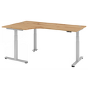 Bureau à hauteur réglable électriquement XDSM 82 S en chêne rustique avec plateau en L de hjh OFFICE PRO