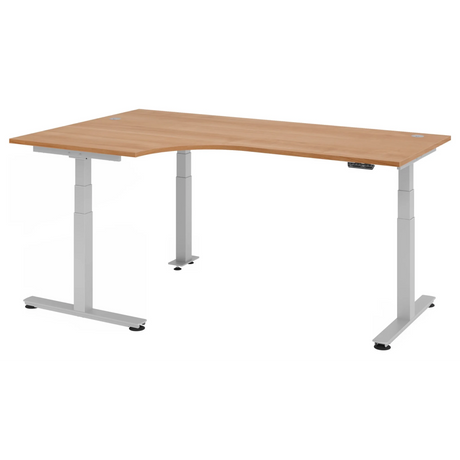 Bureau à hauteur réglable électriquement XDSM 82 S aspect noyer avec plateau en L de hjh OFFICE PRO