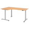 Bureau réglable en hauteur électriquement XDSM 82 S en hêtre avec plateau en L de hjh OFFICE PRO