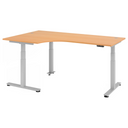 Bureau réglable en hauteur électriquement XDSM 82 S en hêtre avec plateau en L de hjh OFFICE PRO
