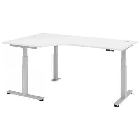 Bureau réglable en hauteur électriquement XDSM 82 S en blanc avec plateau en L de hjh OFFICE PRO