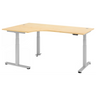 Bureau à hauteur réglable électriquement XDSM 82 S en érable avec plateau en L de hjh OFFICE PRO