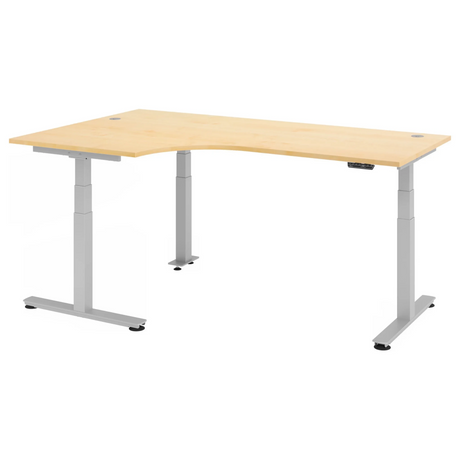 Bureau à hauteur réglable électriquement XDSM 82 S en érable avec plateau en L de hjh OFFICE PRO