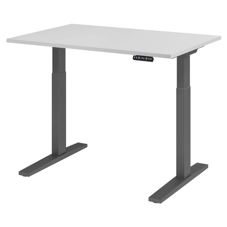 Bureau à hauteur réglable électriquement XMKA 12 G en gris avec affichage numérique de hjh OFFICE PRO