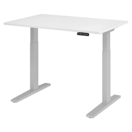 Bureau à hauteur réglable électriquement XMKA 12 S en blanc avec panneau de commande numérique de hjh OFFICE PRO
