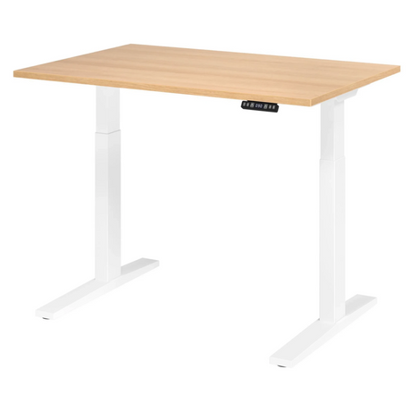 Bureau à hauteur réglable électriquement XMKA 12 W en chêne avec structure blanche de hjh OFFICE PRO