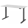 Bureau réglable en hauteur électriquement XMKA 16 G avec plateau gris et piètement sombre de hjh OFFICE PRO
