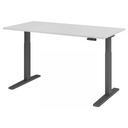 Bureau réglable en hauteur électriquement XMKA 16 G avec plateau gris et piètement sombre de hjh OFFICE PRO