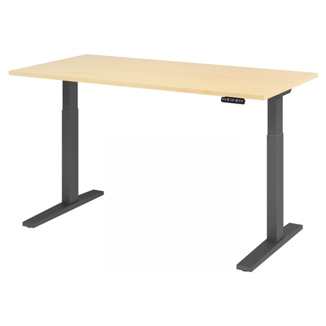 Bureau à hauteur réglable électriquement XMKA 16 G en érable avec structure noire de hjh OFFICE PRO