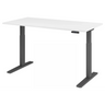 Bureau à hauteur réglable électriquement XMKA 16 G avec plateau blanc et structure sombre de hjh OFFICE PRO