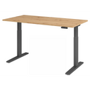 Bureau à hauteur réglable électriquement XMKA 16 G en chêne rustique avec structure gris foncé de hjh OFFICE PRO