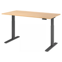 Bureau réglable en hauteur électriquement XMKA 16 G en chêne avec structure noire de hjh OFFICE PRO