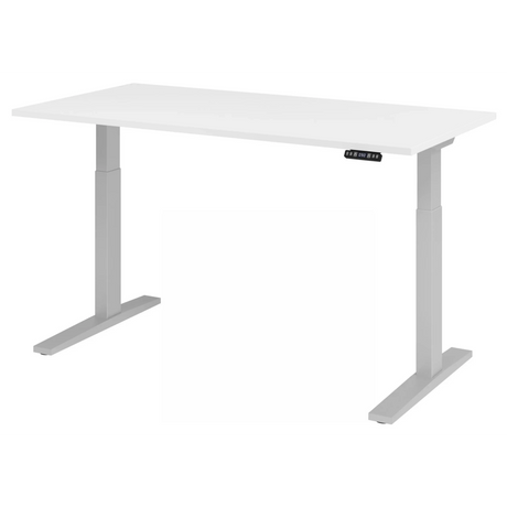 Bureau à hauteur réglable électriquement XMKA 16 S en blanc avec panneau de commande numérique de hjh OFFICE PRO