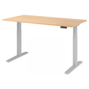 Bureau à hauteur réglable électriquement XMKA 16 S effet chêne avec piètement gris de hjh OFFICE PRO