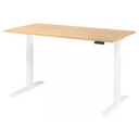 Bureau à hauteur réglable électriquement XMKA 16 W en chêne rustique avec piètement blanc de hjh OFFICE PRO
