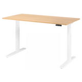 Bureau à hauteur réglable électriquement XMKA 16 W en chêne rustique avec piètement blanc de hjh OFFICE PRO