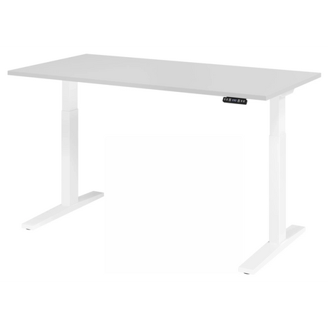 Bureau réglable en hauteur électriquement XMKA 16 W en gris avec affichage numérique de hjh OFFICE PRO