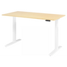 Bureau à hauteur réglable électriquement XMKA 16 W en érable avec piètement blanc de hjh OFFICE PRO