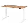 Bureau réglable en hauteur électriquement XMKA 16 W avec plateau en noyer et piètement blanc de hjh OFFICE PRO